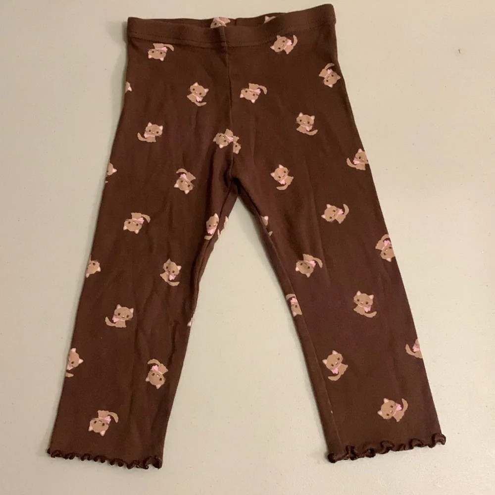 Gymboree Kitty Glamour Leggings Lot-Pink and Brown-Size 18-24 Months Cotton